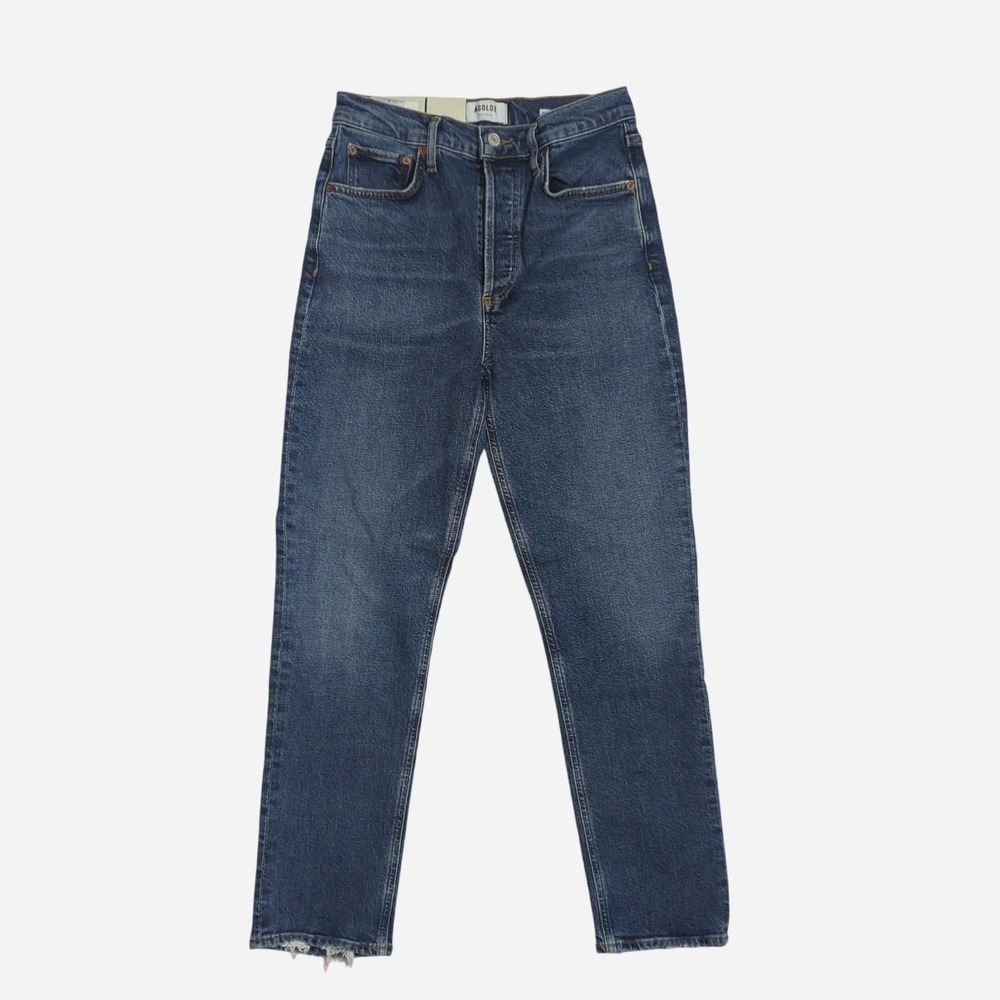Algode Riley button up high-rise straight jeans with raw hem nwt size 25